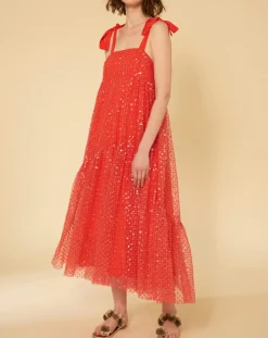 Manoush Robes|Robe longue Baby Flower coquelicot