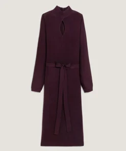 Rodier Robes|Robe longue Cali 100% Laine laine ceinture violet aubergine