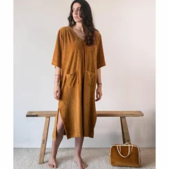 Bed and Philosophy Robes|Robe longue en éponge jaune