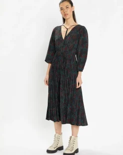 Galeries Lafayette Robes|Robe longue et plissée Gaia noire