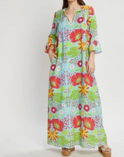 Manoush Robes|Robe longue Mexico imprimée bleue