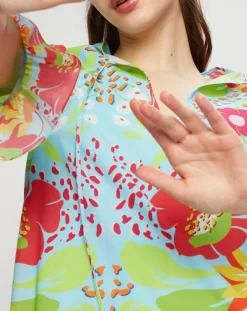 Manoush Robes|Robe longue Mexico imprimée bleue