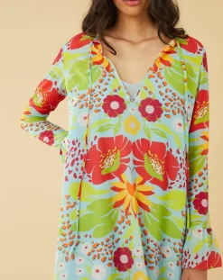 Manoush Robes|Robe longue Mexico imprimée bleue