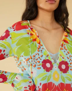 Manoush Robes|Robe longue Mexico imprimée bleue