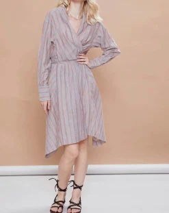 Mare di Latte Robes|Robe Malorie Pastel rayée rouge/bleu