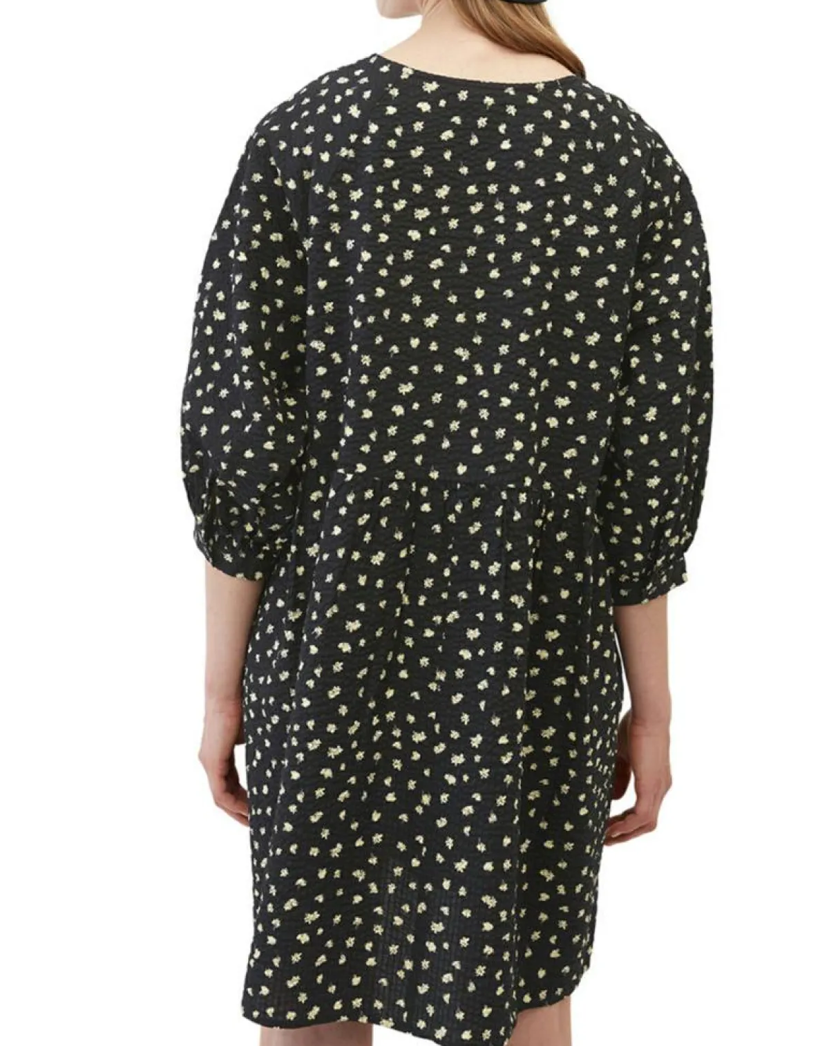 Marc O'Polo Robes|Robe manches ballons imprimée fleurs noire