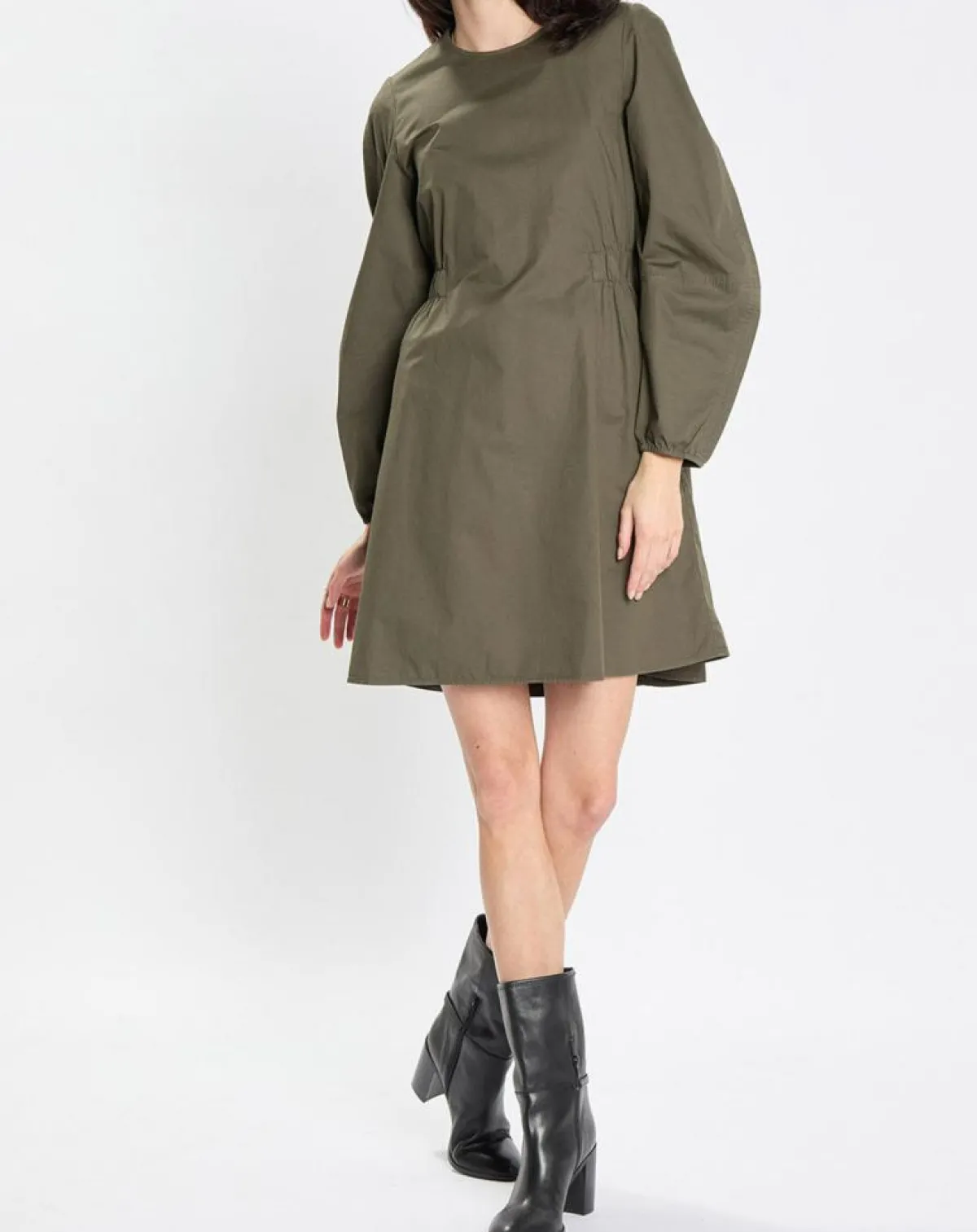 Marc O'Polo Robes|Robe manches ballons kaki