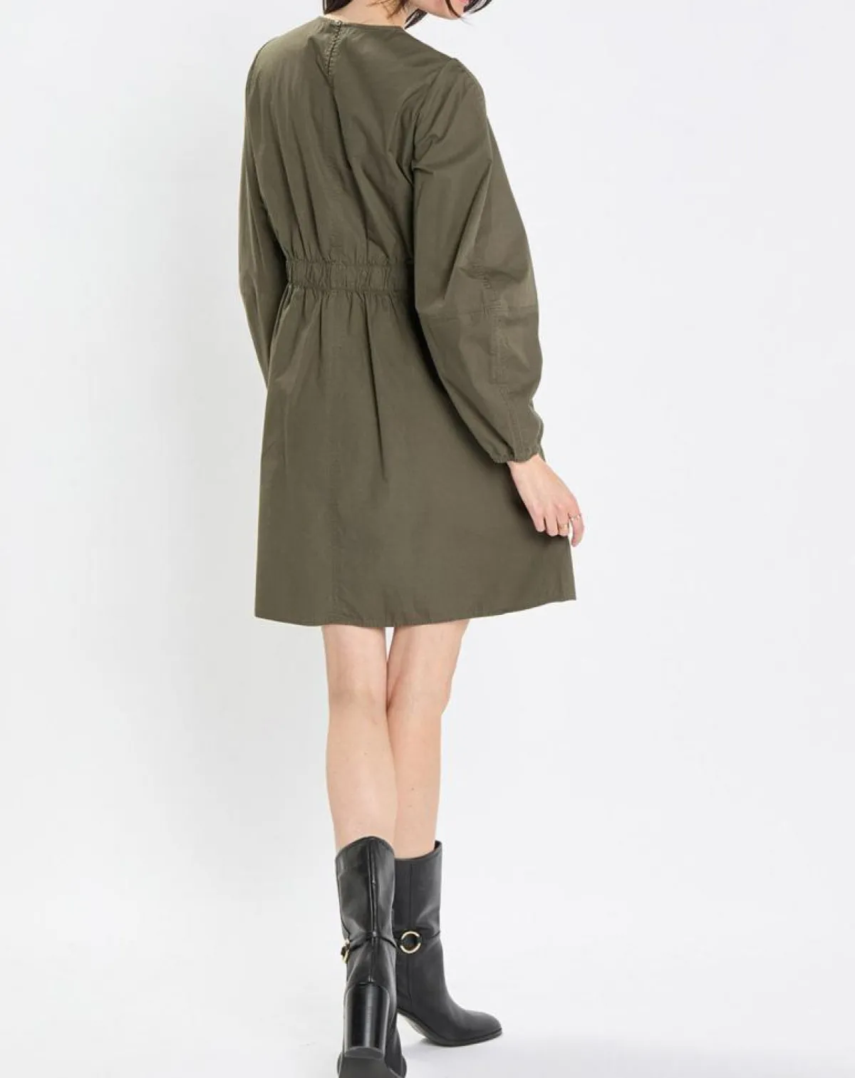 Marc O'Polo Robes|Robe manches ballons kaki