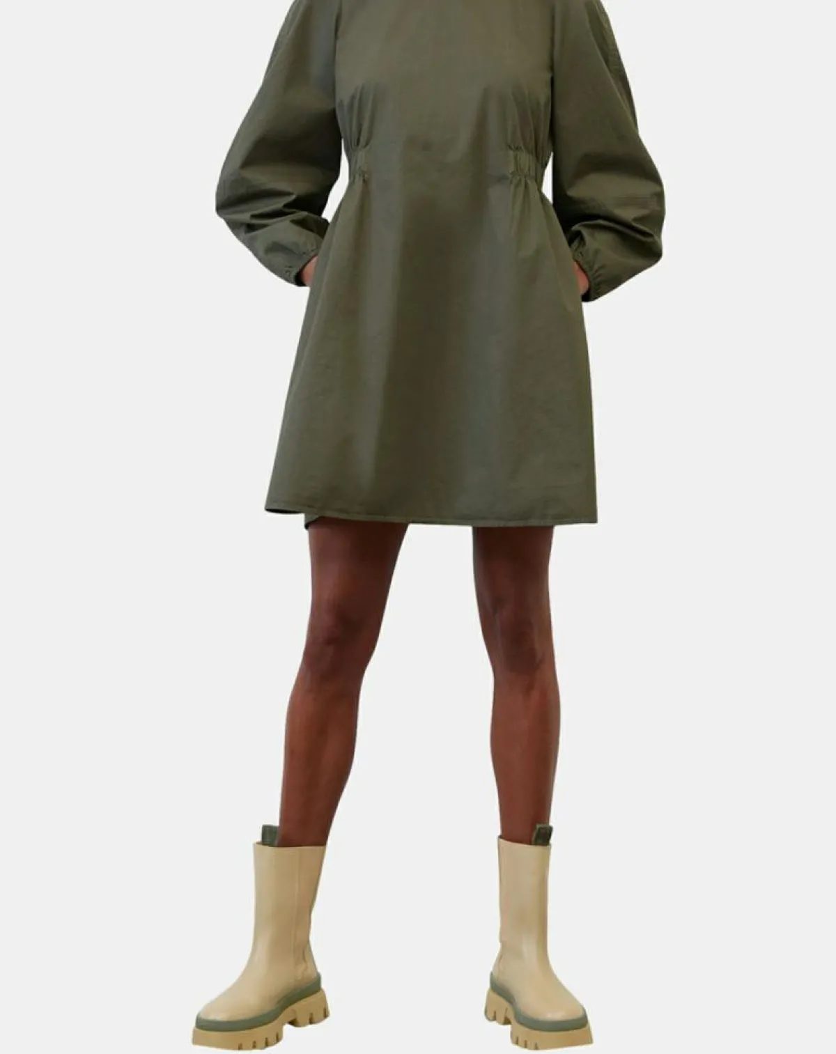 Marc O'Polo Robes|Robe manches ballons kaki