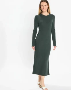 Marc O'Polo Robes|Robe manches longues Col Rond Maille Milano vert foncé