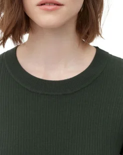 Marc O'Polo Robes|Robe manches longues Col Rond Maille Milano vert foncé