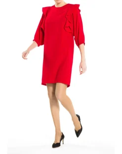 Derhy Robes|Robe manches volantes rouge