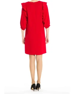 Derhy Robes|Robe manches volantes rouge