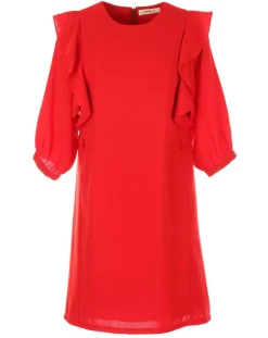 Derhy Robes|Robe manches volantes rouge