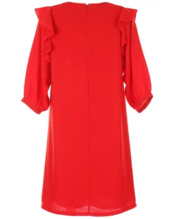 Derhy Robes|Robe manches volantes rouge