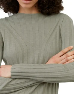 Marc O'Polo Robes|Robe maxi en Coton & Lin Cotelé beige foncé