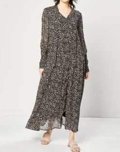 Esprit Robes|Robe maxi fluide imprimée noire