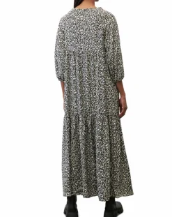 Marc O'Polo Robes|Robe maxi imprimée fleurs blanc/noir