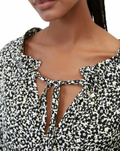 Marc O'Polo Robes|Robe maxi imprimée fleurs blanc/noir