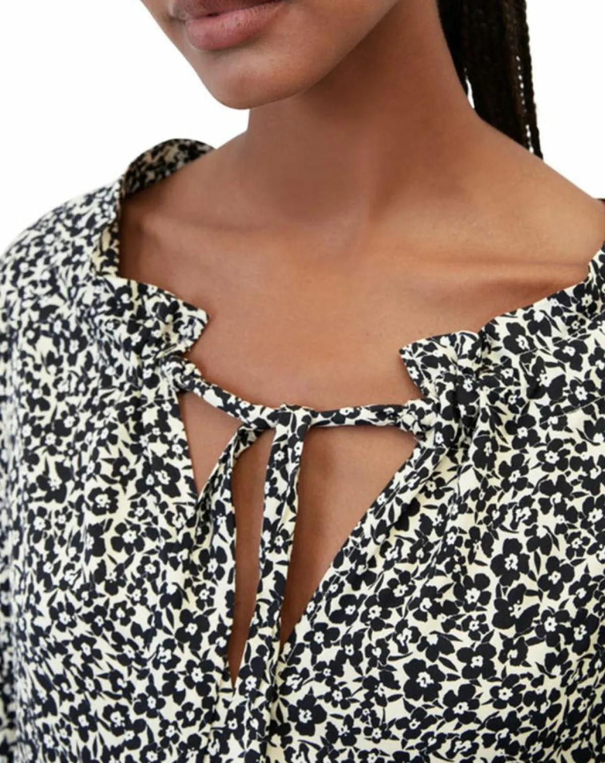 Marc O'Polo Robes|Robe maxi imprimée fleurs blanc/noir