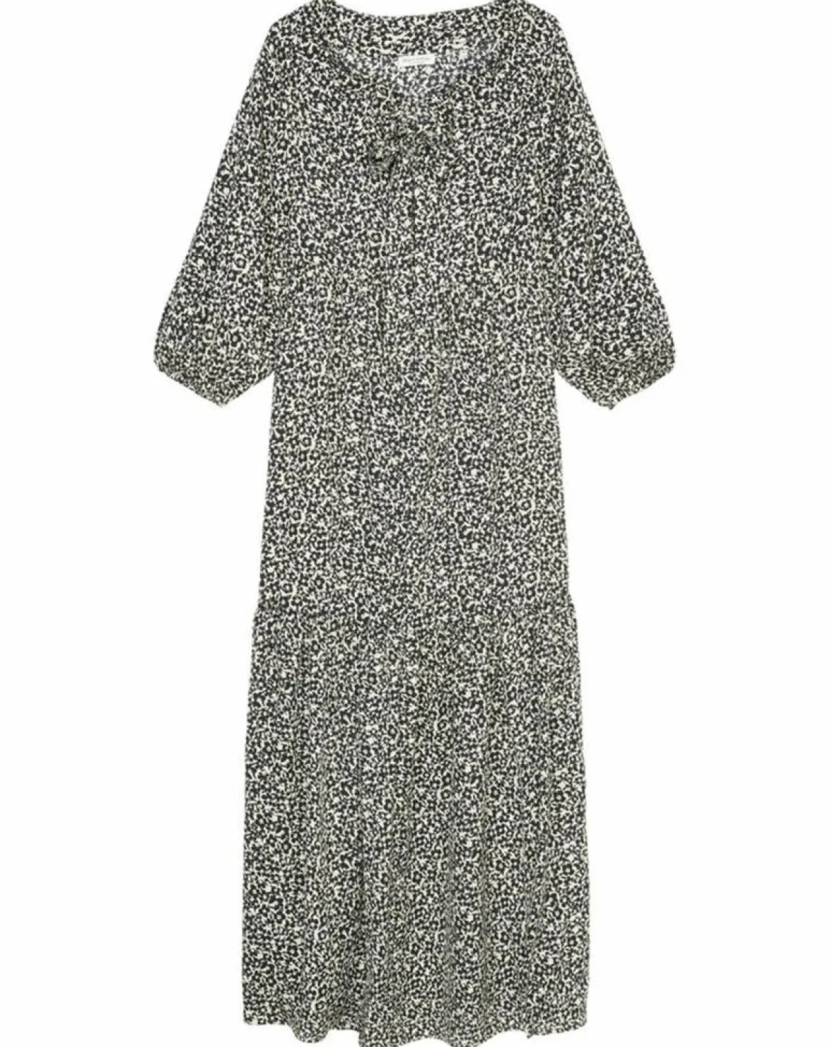 Marc O'Polo Robes|Robe maxi imprimée fleurs blanc/noir