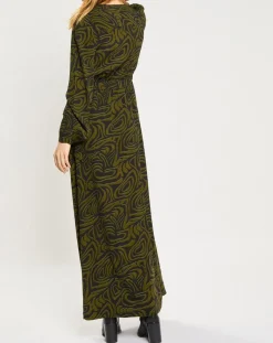 Scotch & Soda Robes|Robe Maxi Print Zèbre noir/vert