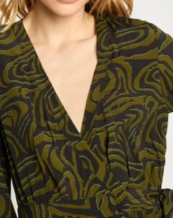 Scotch & Soda Robes|Robe Maxi Print Zèbre noir/vert
