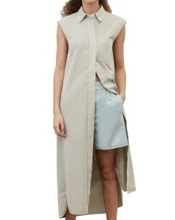 Marc O'Polo Robes|Robe maxi sans manches Bouton gris clair