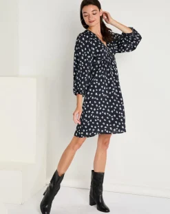 See u Soon Robes|Robe Michelle à fleurs marine