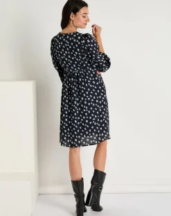 See u Soon Robes|Robe Michelle à fleurs marine