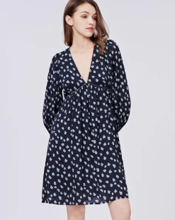 See u Soon Robes|Robe Michelle à fleurs marine