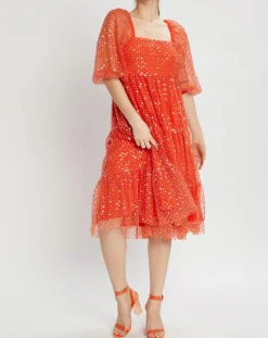 Manoush Robes|Robe midi Baby Flower coquelicot