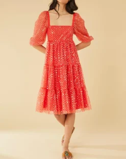 Manoush Robes|Robe midi Baby Flower coquelicot