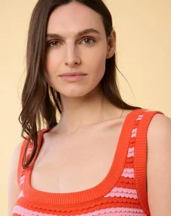 Manoush Robes|Robe Midi Ecaille Arc-en-ciel bicolore rouge/rose