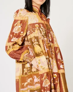 Manoush Robes|Robe Midi Légende Médiévale jaune/marron