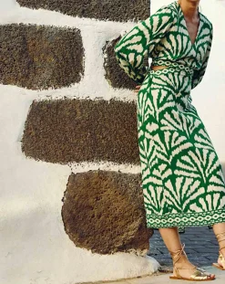 La Petite Etoile Robes|Robe Midi Royce éventail verte