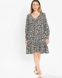 Marc O'Polo Robes|Robe mi-longue à fleurs noire