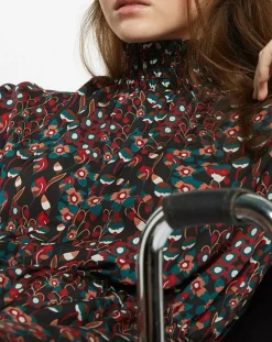 Galeries Lafayette Robes|Robe mi-longue fluide Gautier imprimée noire