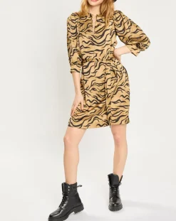 Scotch & Soda Robes|Robe Mini à imprimé tigré marron/noir