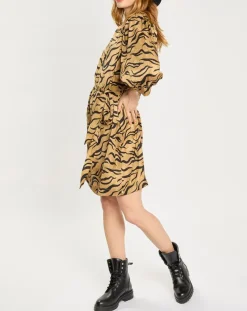 Scotch & Soda Robes|Robe Mini à imprimé tigré marron/noir