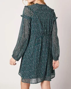 An'ge Robes|Robe Odette imprimée vert sapin