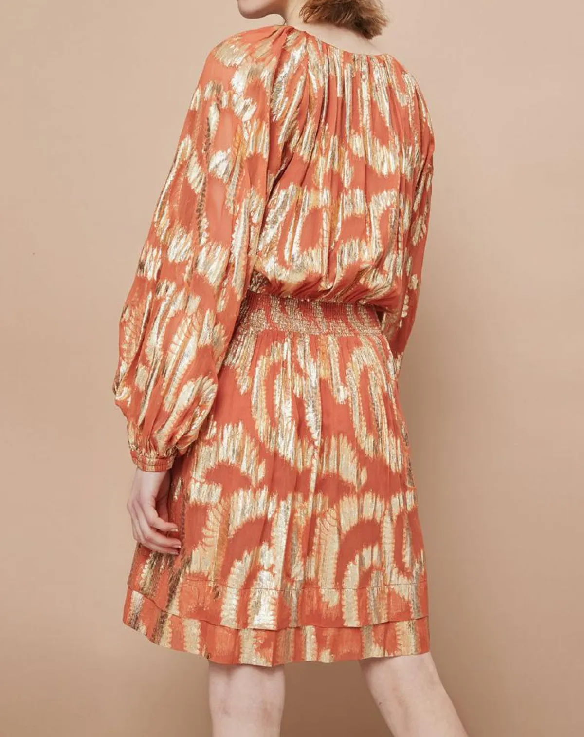 Mare di Latte Robes|Robe Oleria courte patineuse imprimée orange