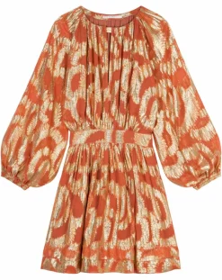 Mare di Latte Robes|Robe Oleria courte patineuse imprimée orange