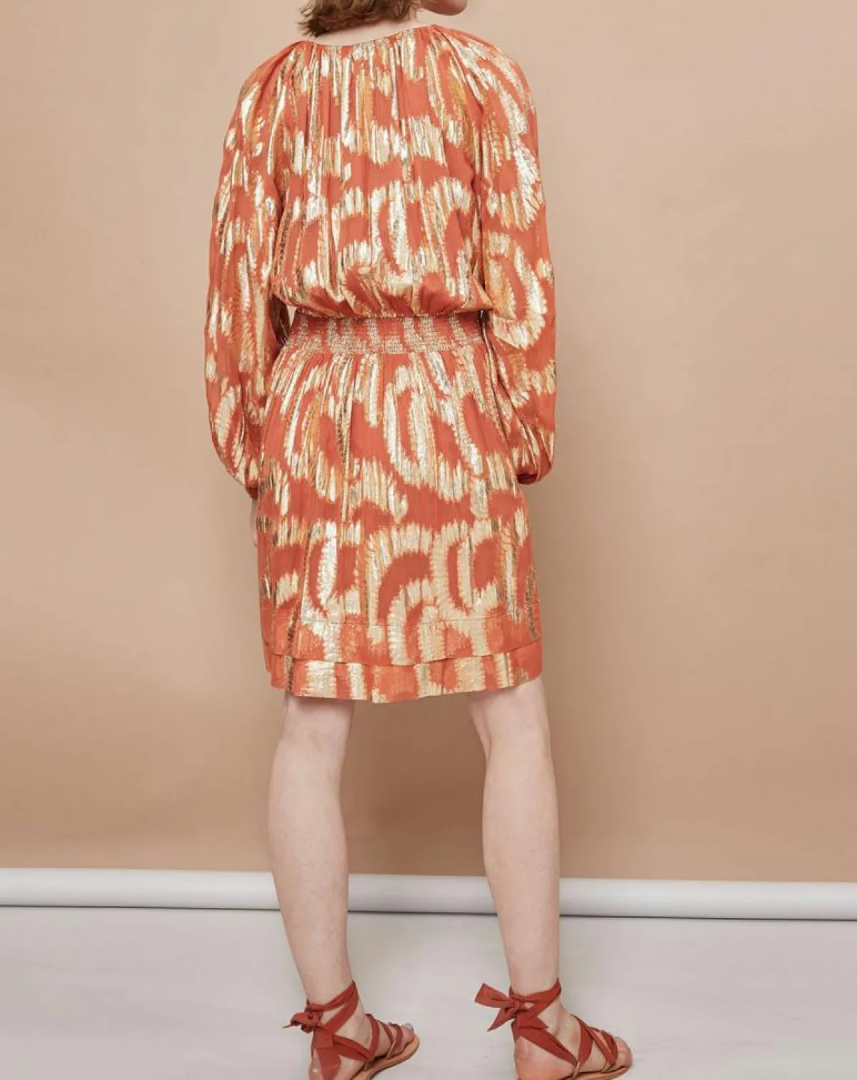 Mare di Latte Robes|Robe Oleria courte patineuse imprimée orange