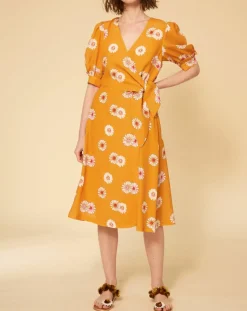 Manoush Robes|Robe Paquerette imprimée jaune moutarde