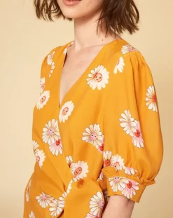 Manoush Robes|Robe Paquerette imprimée jaune moutarde