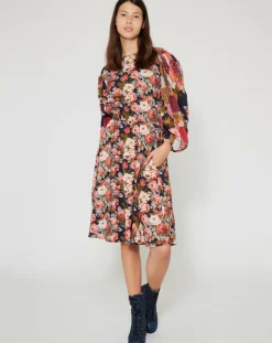 Manoush Robes|Robe Patchwork encre