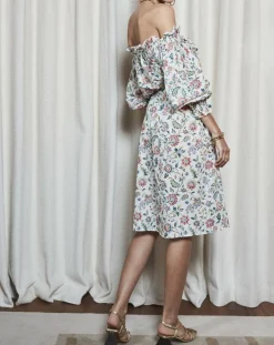 Maison Père Robes|Robe épaules dénudées imprimé liberty multicolore