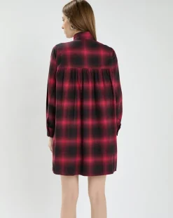Bellerose Robes|Robe Pelly à carreaux rouge/noir