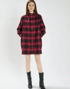 Bellerose Robes|Robe Pelly à carreaux rouge/noir